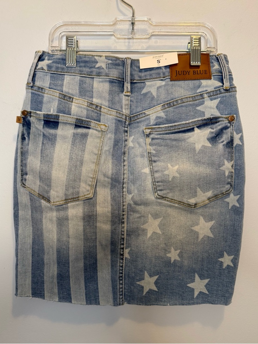 Judy Blue High Waist Denim Star & Stripe Mini Skirt Small - Picture 2 of 7